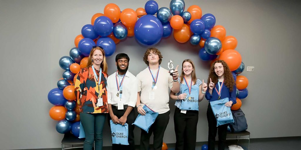 First-place winners of UF’s Powering the Community Showcase 2025 — the Sparkitects from South Sumter High School, group photo.