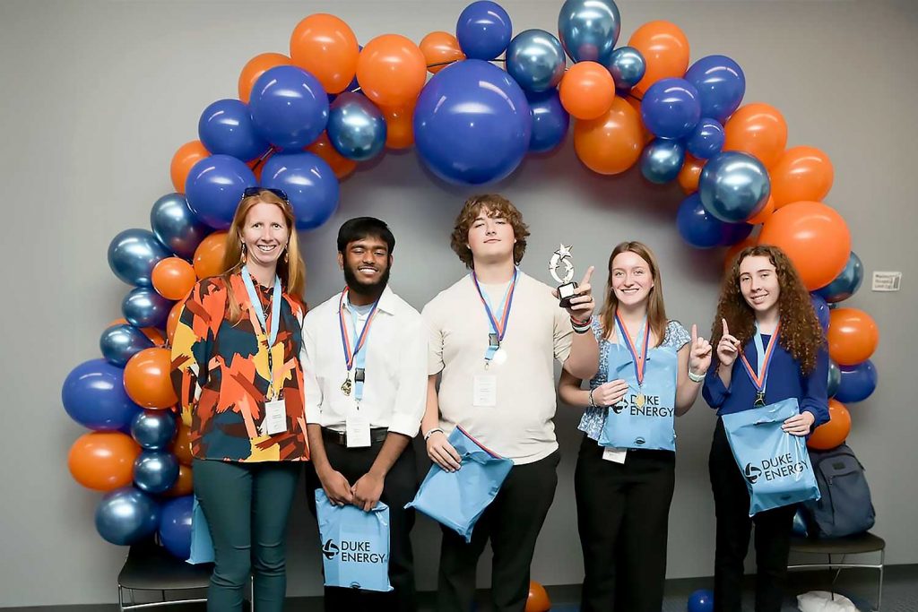 First-place winners of UF’s Powering the Community Showcase 2025 — the Sparkitects from South Sumter High School, group photo.